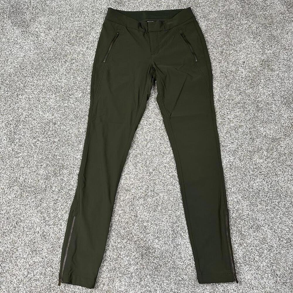 Athleta Pant Women Size 0 Olive Green Casual Zip Buttom Legs Hike Outdoor Active
